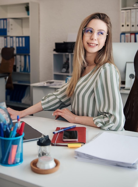 Young woman working on a computer