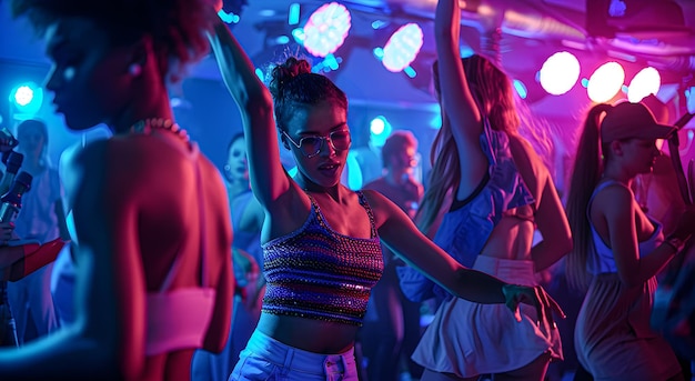 Photo young women dancing in a nightclub