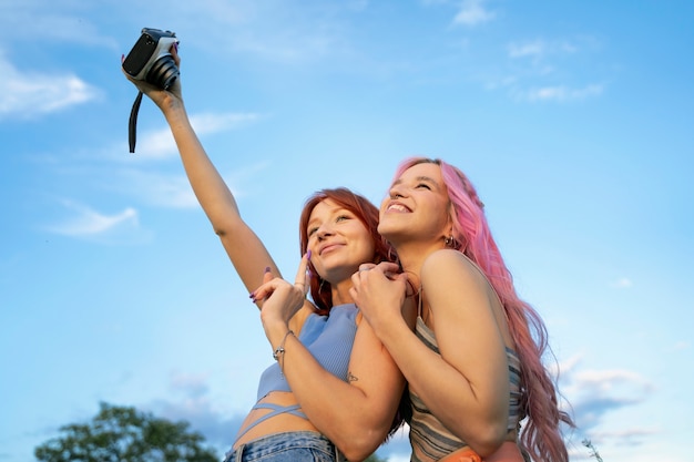 Young women having fun in summertime