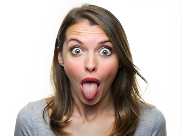 A young women making a funny face with her tongue out and eyes crossed