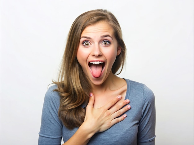 A young women making a funny face with her tongue out