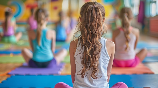 Young women participating in gymnastics or working out in a fitness session