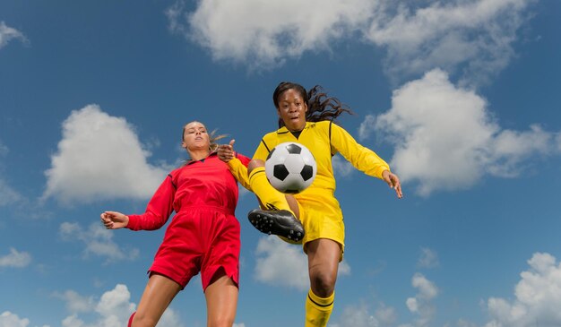 Young Women Playing Football