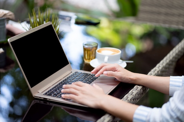 Young women using labtop.