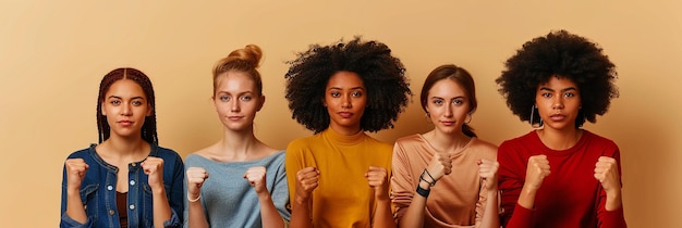 Photo young women with clenched fists sitting on bench