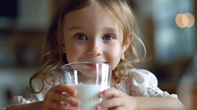 Youngster sipping milk GENERATE AI