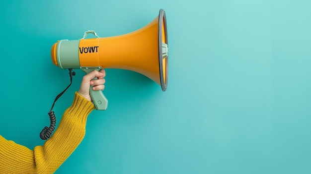 Photo your vote matters womans hand with a megaphone