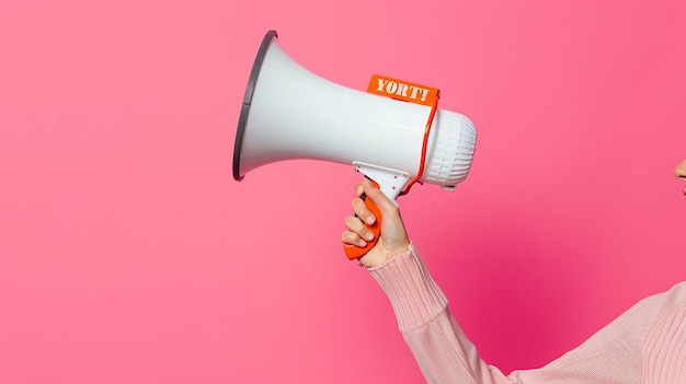 Photo your vote matters womans hand with a megaphone