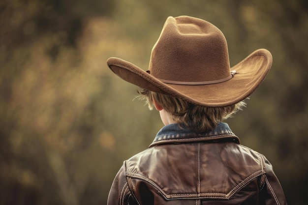 Youthful Back view cowboy boy costume Generate Ai