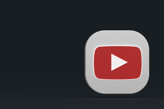 Youtube application logo 3d rendering on Black background