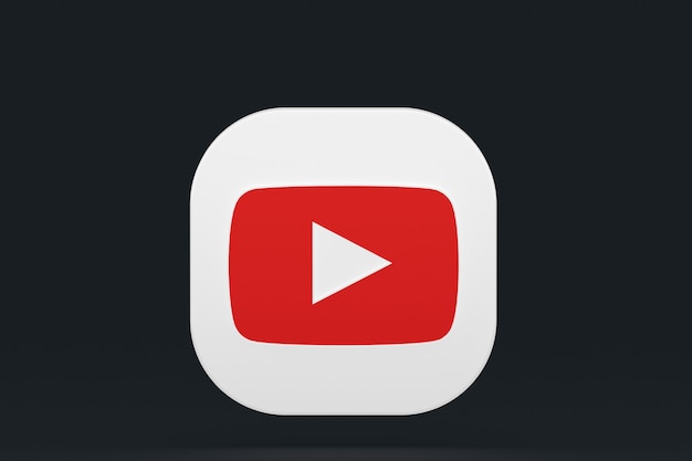 Youtube application logo 3d rendering on Black background