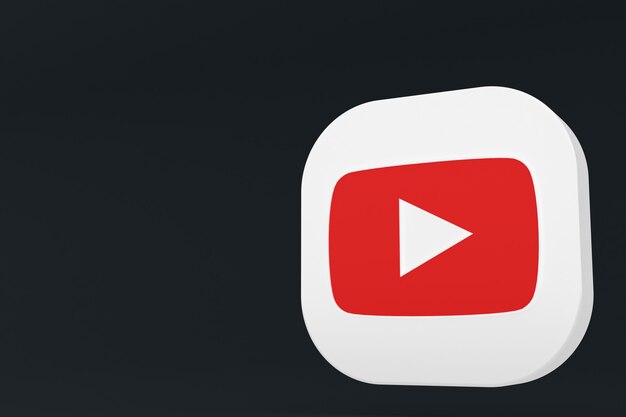 Youtube application logo 3d rendering on Black background