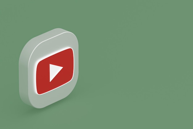 Youtube application logo 3d rendering on green background