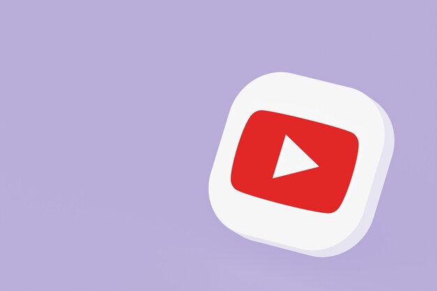 Youtube application logo 3d rendering on Purple background