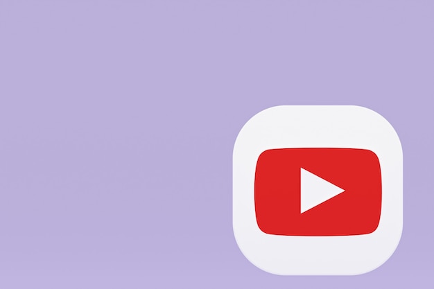 Youtube application logo 3d rendering on Purple background