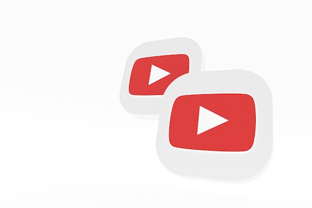 Youtube application logo 3d rendering on white background