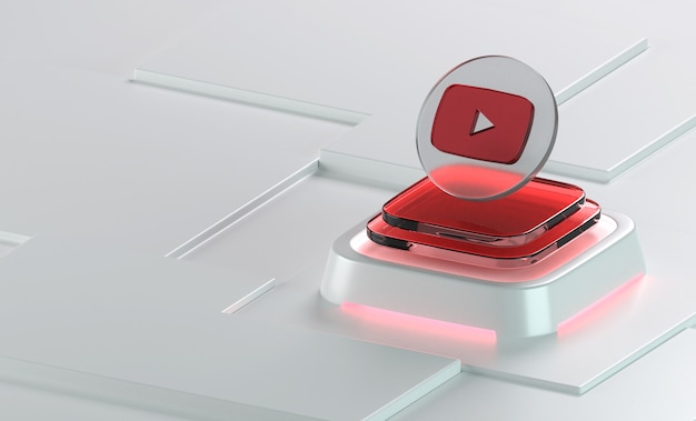 Youtube glass geometry shape 3d icon rendering