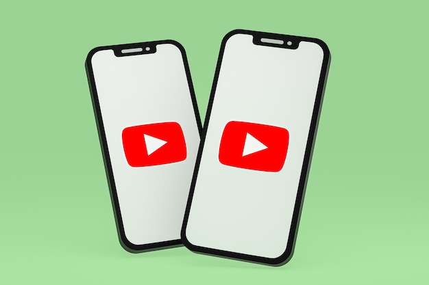 Youtube icon on screen smartphone or mobile phone 3d render