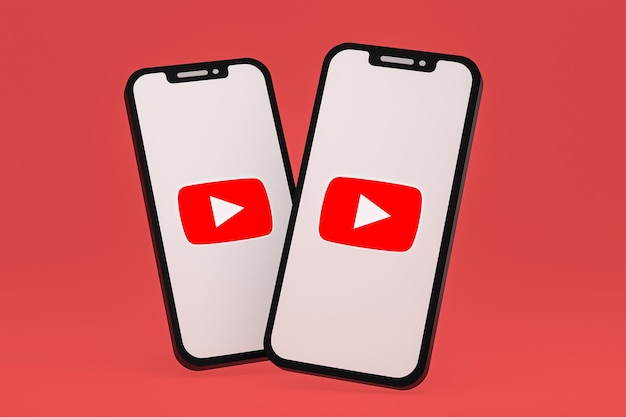 Youtube icon on screen smartphone or mobile phone 3d render