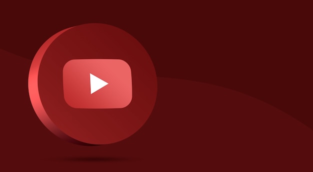 Youtube logo minimal design on circle 3d