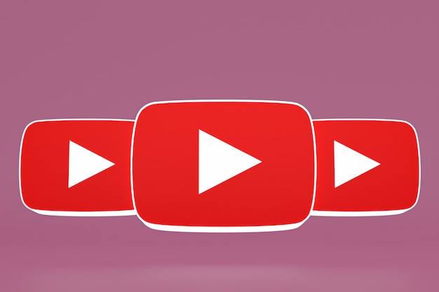 Youtube logo and video player 3d design or video media player interface