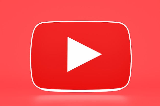 Youtube logo and video player 3d design or video media player interface