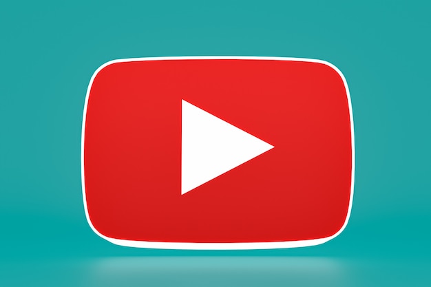 Youtube logo and video player 3d design or video media player interface