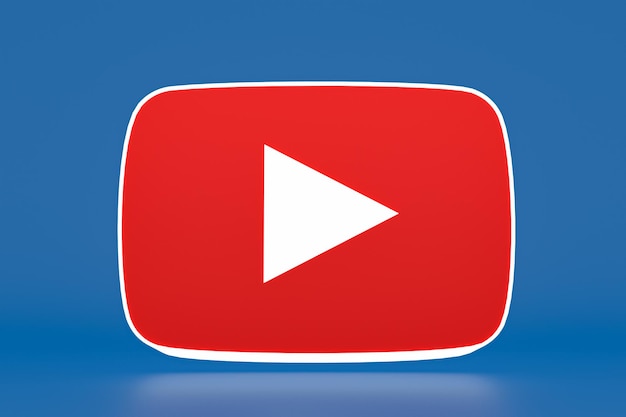 Youtube logo and video player 3d design or video media player interface