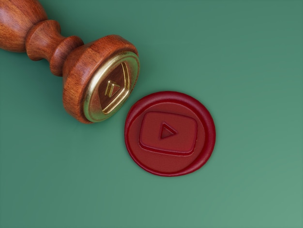 Youtube Social Media Signature Royal Approved Official Wax Seal 3D Illustration