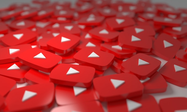 Youtube stacked 3d isometric logos background  Social Network Media symbol