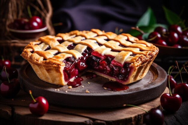 Yummy baked cherry pie homemade thanksgiving dessert