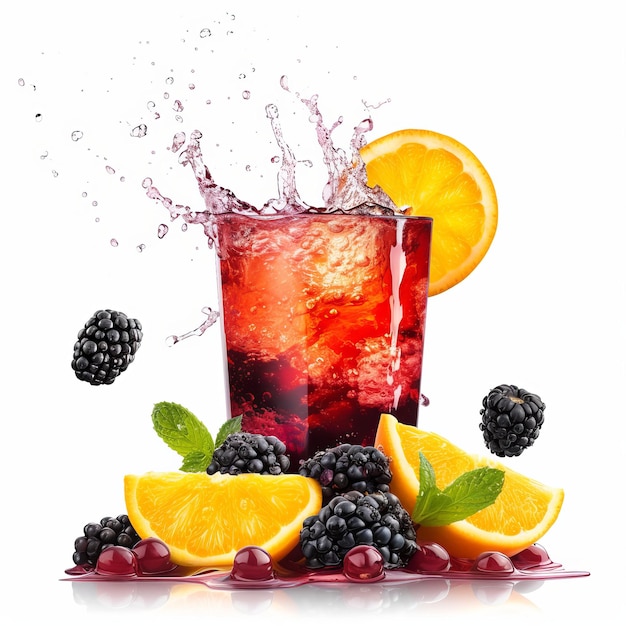 Yummy Blackberry and Orange Refresher isolated on white background