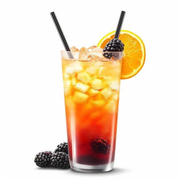 Yummy Blackberry and Orange Refresher isolated on white background