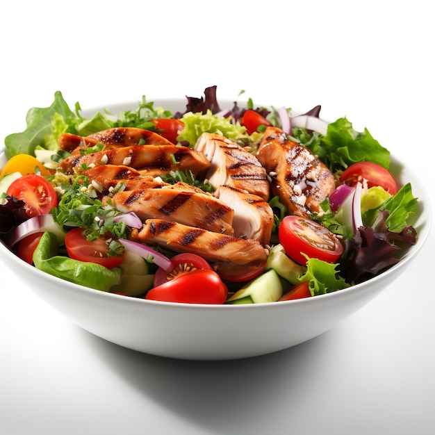 Yummy and Fresh BBQ Chicken Salad isolated on White background