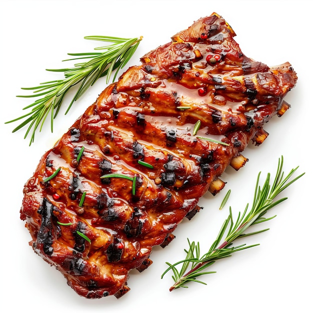 Yummy Grilled Pork Ribs isolated on white background