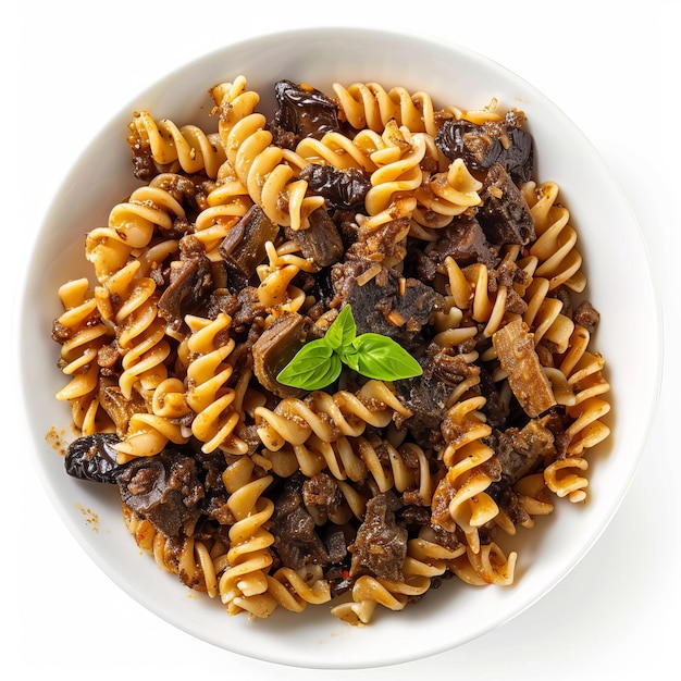 Yummy Guinean Chaga Pasta isolated on white background