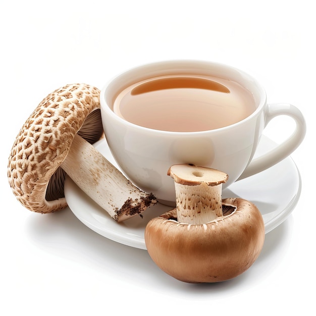 Yummy Guinean Shiitake Mushroom Tea isolated on white background