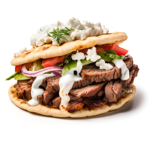 Photo yummy gyro burger beef isolated on white background