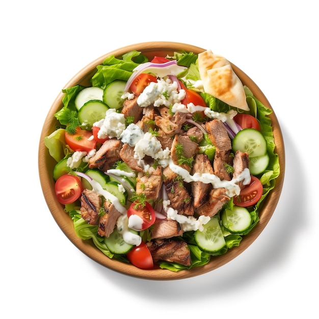 Yummy Gyro Salad isolated on white background