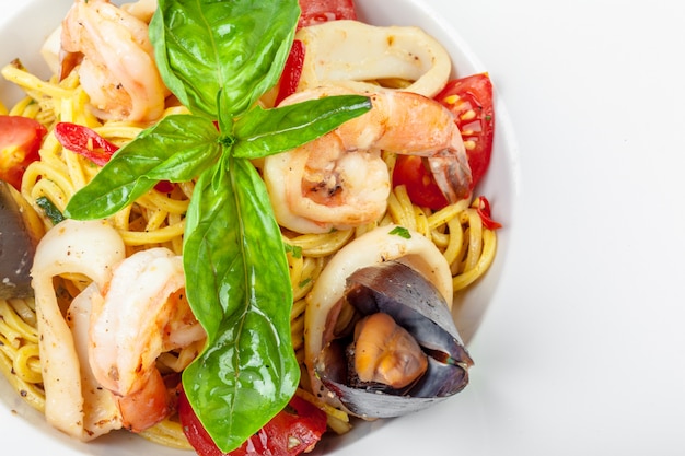 Yummy italian pasta with seafood