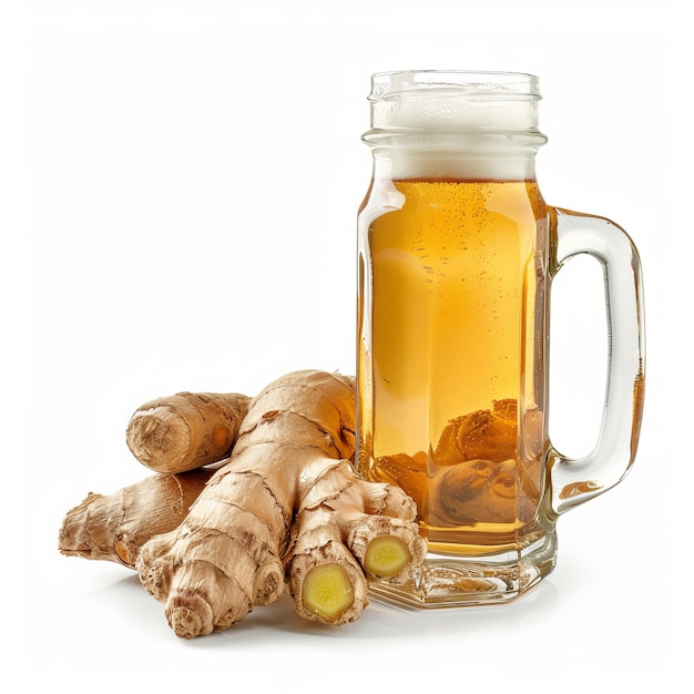 Photo yummy and soothing ginger beer isolated on white background