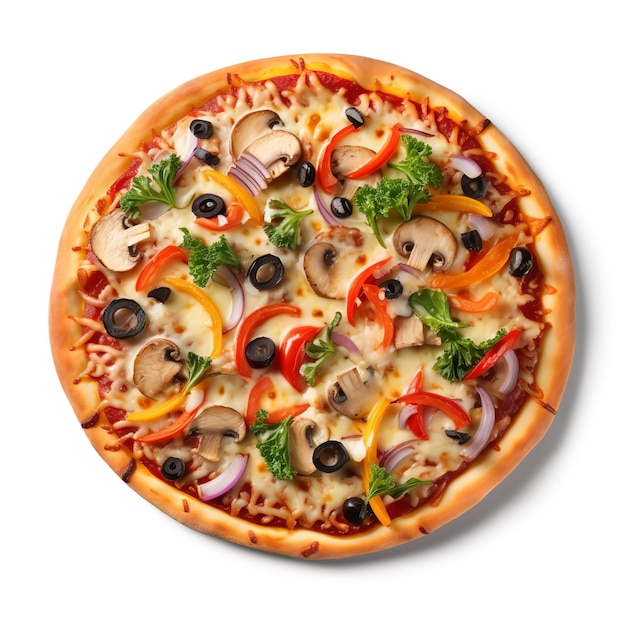 Yummy Veggie Pizza isolated on white background