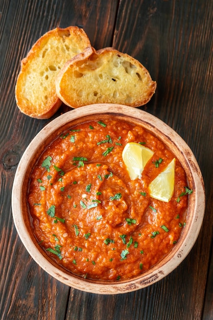 Zaalouk Moroccan eggplant dip in the bowl