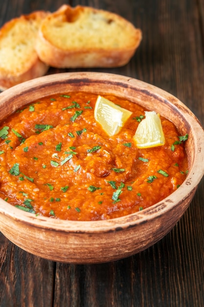 Zaalouk Moroccan eggplant dip in the bowl