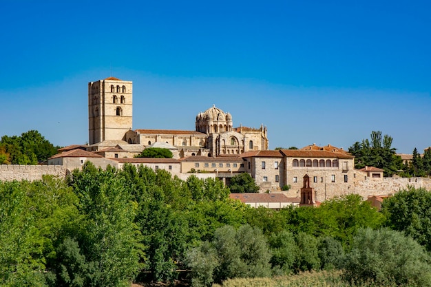 Zamora panoramic cathedral city with the river Duero