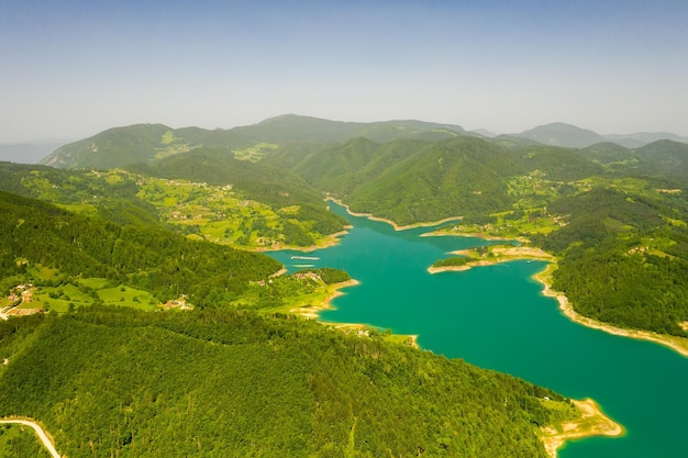 Zaovine lake view from Tara mountain in Serbia