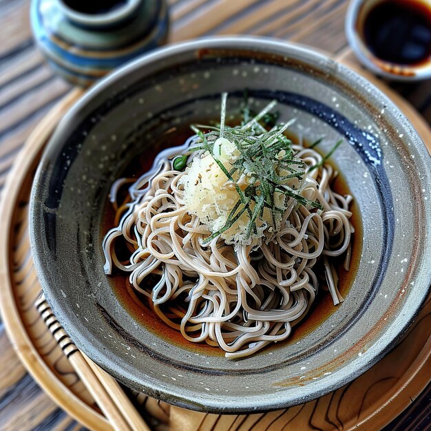 Photo zaru soba cold buckwheat noodles with dipping sauce