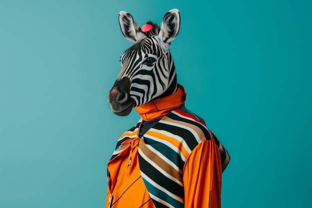 Photo zebra fashion statement with pink pom hat