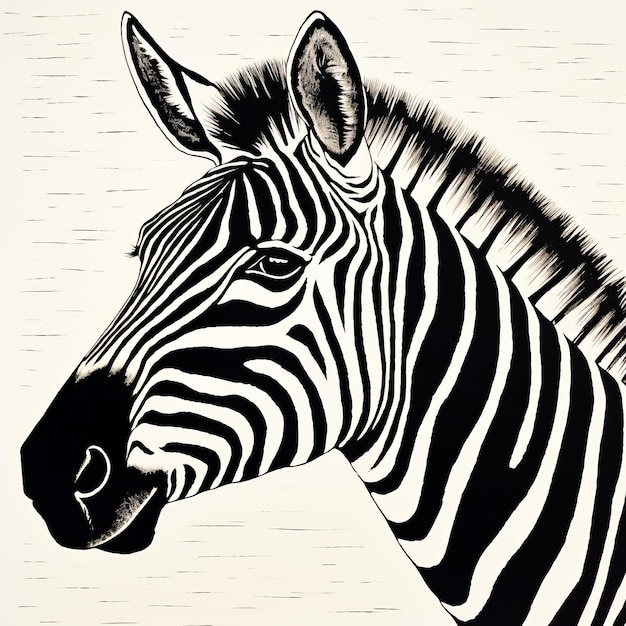 Photo zebra head vector drawing zaire school of popular painting