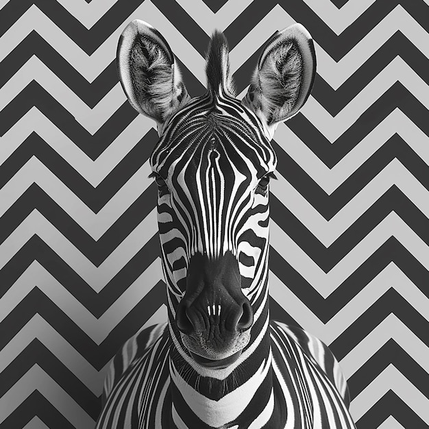 Photo a zebra is shown in a black and white photo